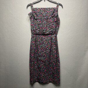 Vintage Mr. Mort Floral Print Dress With Side Zipper Sleeveless & Bow Detail 9